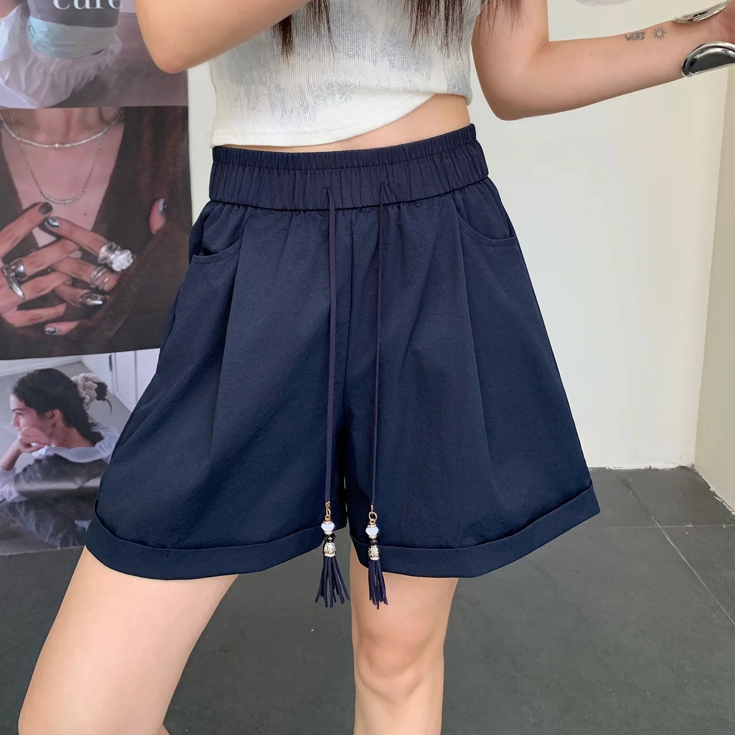 Lace Shorts Women Summer Thin Students Ice Silk Quick Dry Sunscreen Casual Sweatpants Breathable